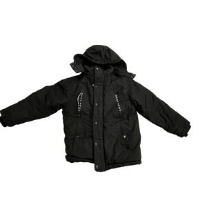DKNY Heavy Puffer Parka Jacket Black S (8)  Youth Detachable Hood Coat Waterprof